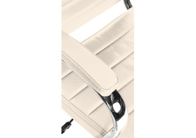 Silla de oficina Mollis de cuero auténtico Crema