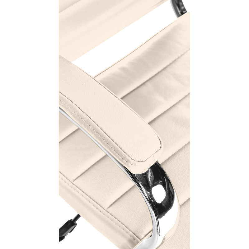 Silla de oficina Mollis de cuero auténtico Crema