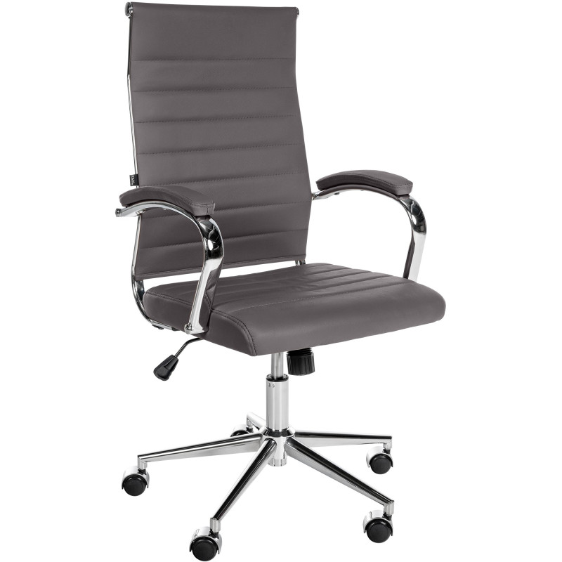 Fauteuil de bureau Mollis en cuir véritable gris