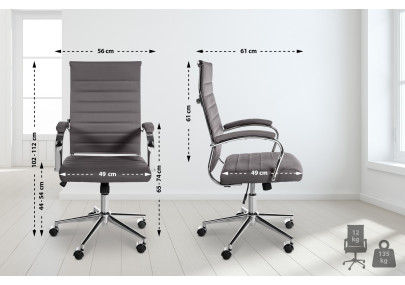 Silla de oficina Mollis de cuero auténtico Gris