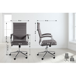 Fauteuil de bureau Mollis en cuir véritable gris