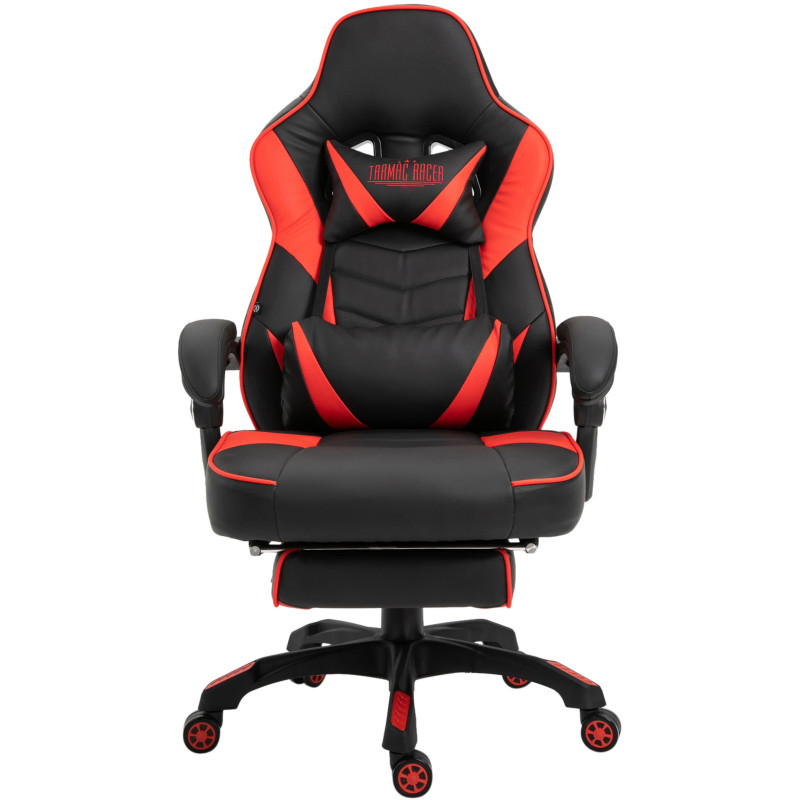 Silla Gaming Tilos En Simil Cuero Negro/rojo