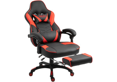 Chaise de bureau Tilos, similicuir, noir/rouge