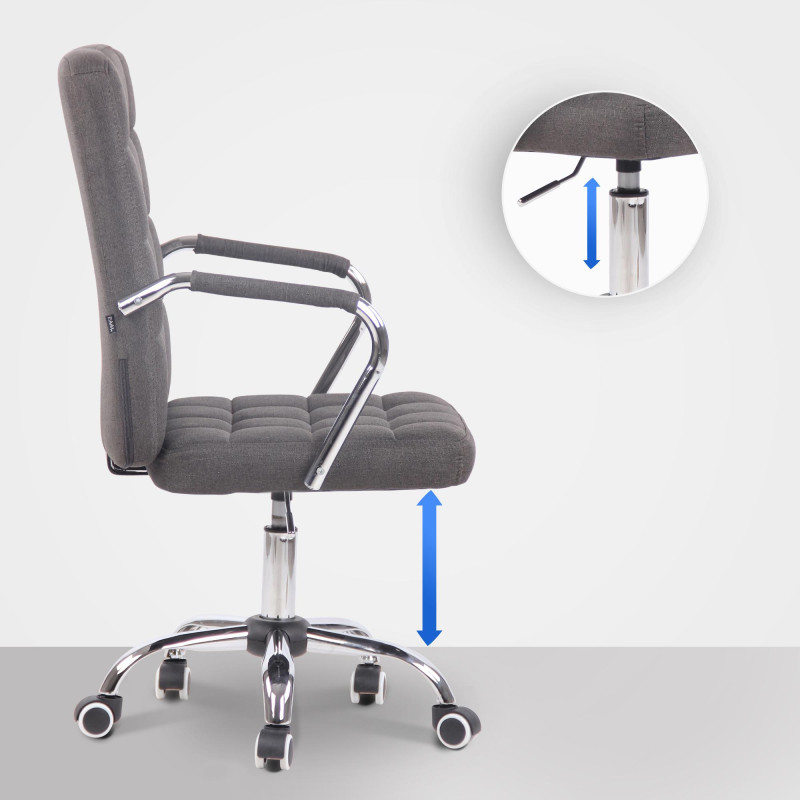 Chaise de bureau Terni, tissu gris foncé