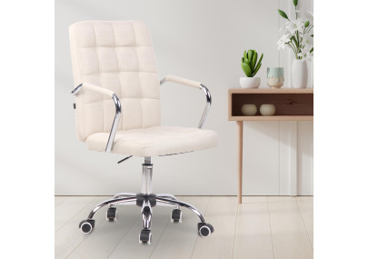 Chaise de bureau Terni, tissu, crème