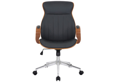 Chaise de bureau Melilla, similicuir, noyer/noir