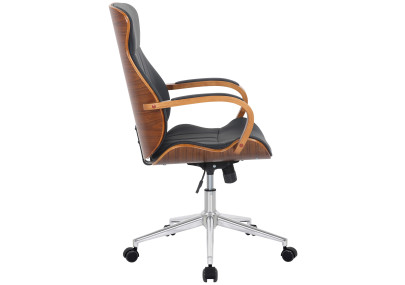 Chaise de bureau Melilla, similicuir, noyer/noir