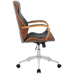 Chaise de bureau Melilla, similicuir, noyer/noir