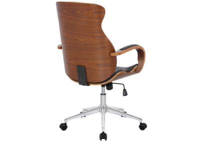 Chaise de bureau Melilla, similicuir, noyer/noir