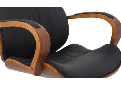 Chaise de bureau Melilla, similicuir, noyer/noir