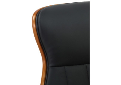 Chaise de bureau Melilla, similicuir, noyer/noir