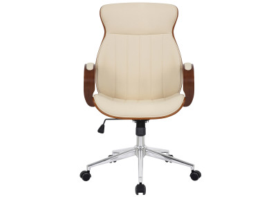 Chaise de bureau Melilla, similicuir, noyer/crème