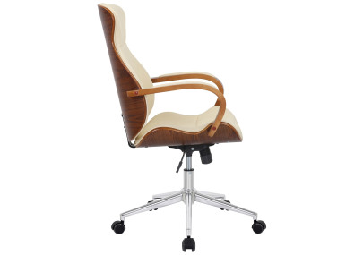 Chaise de bureau Melilla, similicuir, noyer/crème