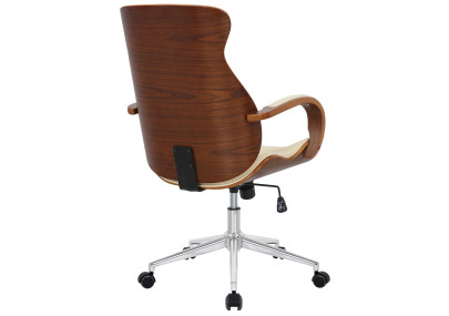 Chaise de bureau Melilla, similicuir, noyer/crème