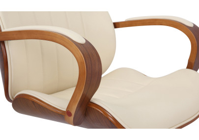 Chaise de bureau Melilla, similicuir, noyer/crème