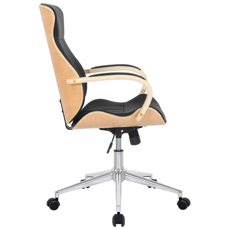 Chaise de bureau Melilla, similicuir, naturel/noir