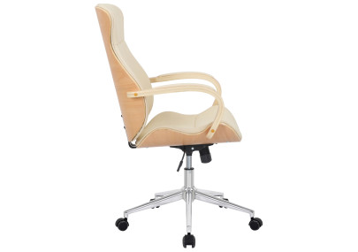 Chaise de bureau Melilla, similicuir, naturel/crème