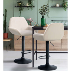 Tabouret de bar Braga en velours noir crème