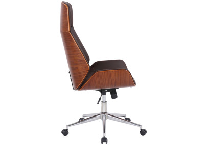 Chaise de bureau Varel, similicuir, noyer/marron