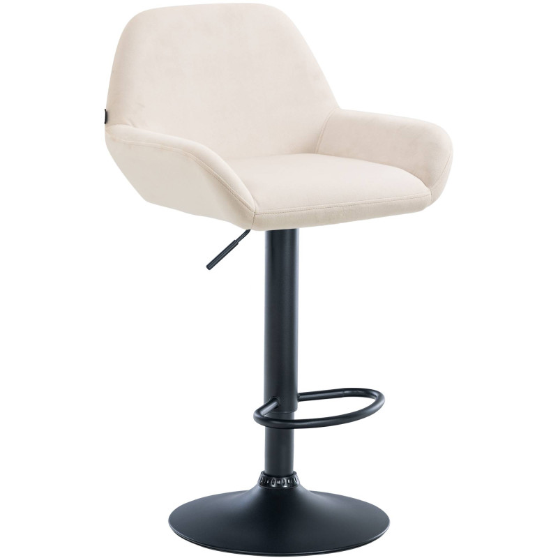 Tabouret de bar Braga en velours noir crème