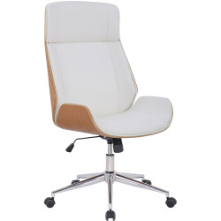 Chaise de bureau Varel en similicuir naturel/blanc