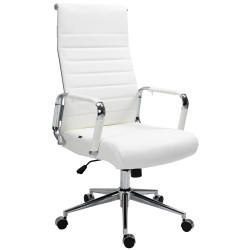 Fauteuil de bureau Columbus, cuir véritable, blanc