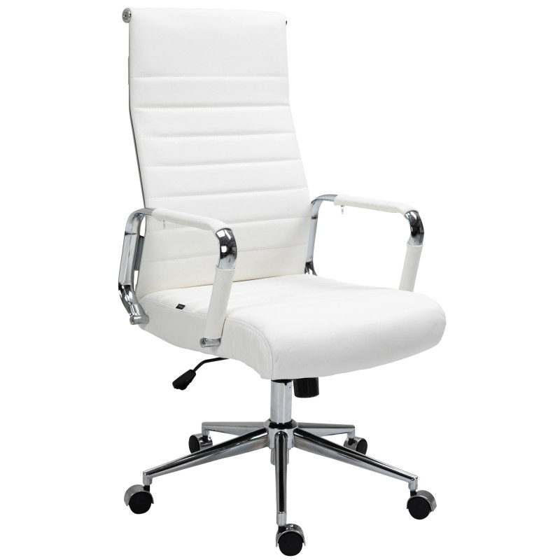 Fauteuil de bureau Columbus, cuir véritable, blanc