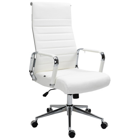 Fauteuil de bureau Columbus, cuir v?ritable, blanc