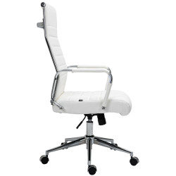 Fauteuil de bureau Columbus, cuir v?ritable, blanc