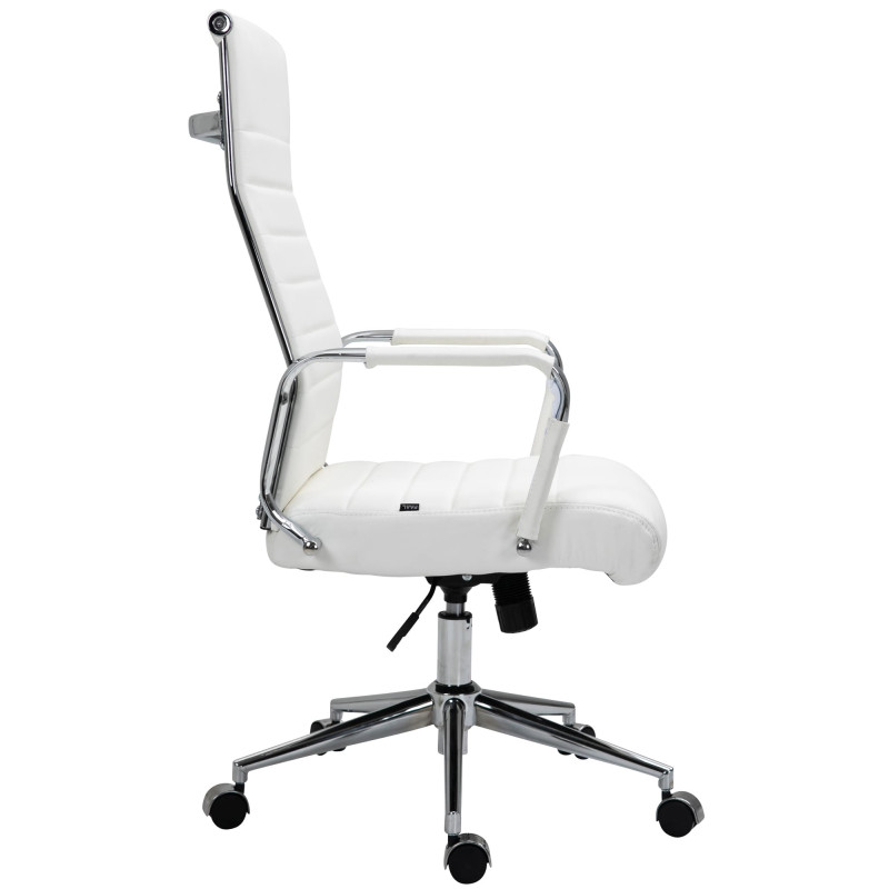 Fauteuil de bureau Columbus, cuir v?ritable, blanc