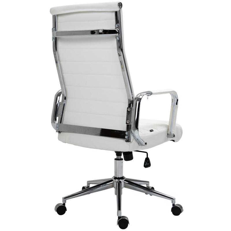 Fauteuil de bureau Columbus, cuir v?ritable, blanc