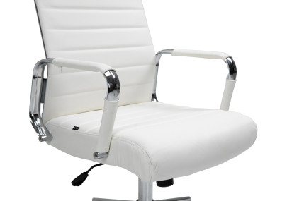 Fauteuil de bureau Columbus, cuir v?ritable, blanc