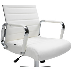 Fauteuil de bureau Columbus, cuir v?ritable, blanc
