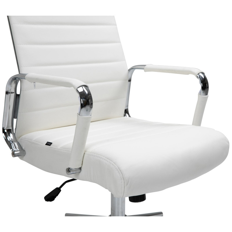 Fauteuil de bureau Columbus, cuir véritable, blanc