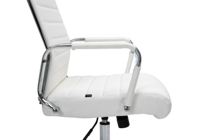 Fauteuil de bureau Columbus, cuir véritable, blanc