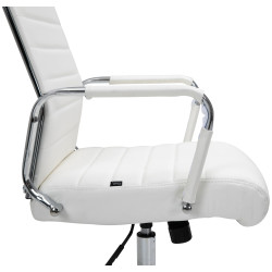 Fauteuil de bureau Columbus, cuir v?ritable, blanc