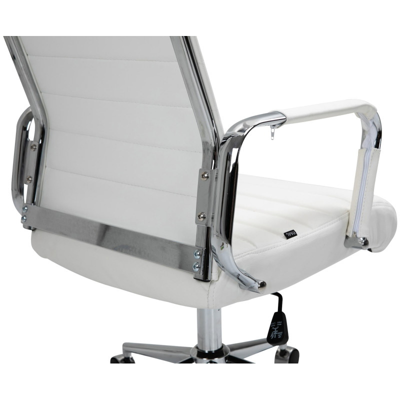 Fauteuil de bureau Columbus, cuir véritable, blanc