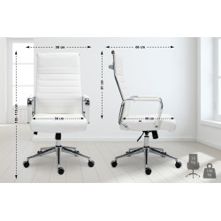 Fauteuil de bureau Columbus, cuir v?ritable, blanc