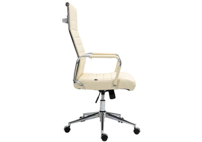 Fauteuil de bureau Columbus, cuir v?ritable, cr?me