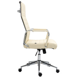 Fauteuil de bureau Columbus, cuir véritable, crème