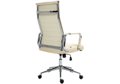 Fauteuil de bureau Columbus, cuir v?ritable, cr?me