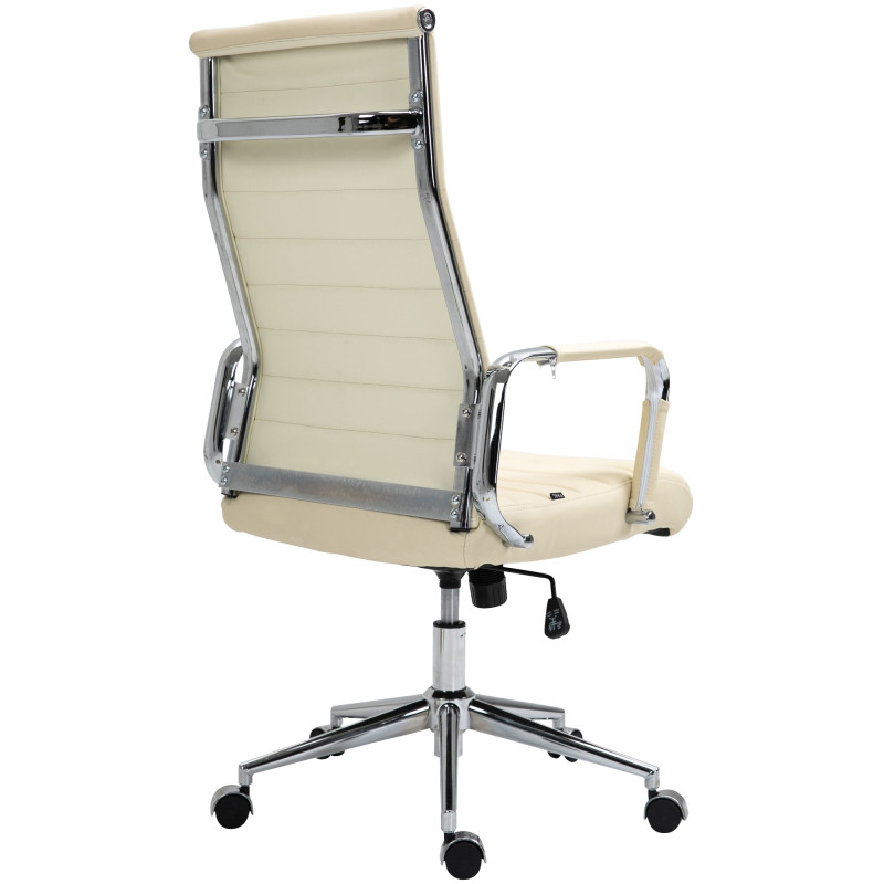 Fauteuil de bureau Columbus, cuir véritable, crème