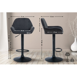 Tabouret de bar Braga en velours noir noir
