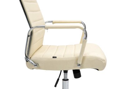 Fauteuil de bureau Columbus, cuir v?ritable, cr?me