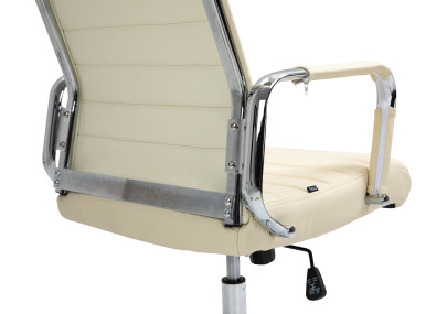 Fauteuil de bureau Columbus, cuir véritable, crème