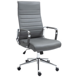 Fauteuil de bureau Columbus, cuir véritable, gris