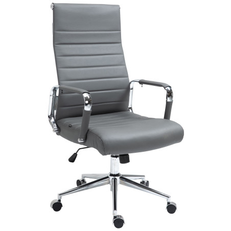 Fauteuil de bureau Columbus, cuir v?ritable, gris