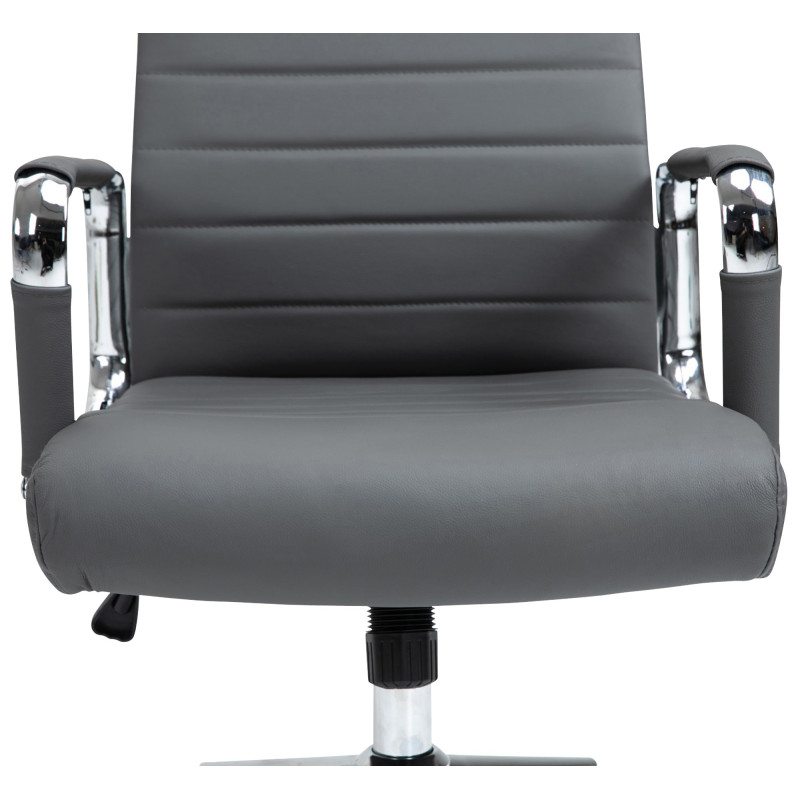 Fauteuil de bureau Columbus, cuir v?ritable, gris