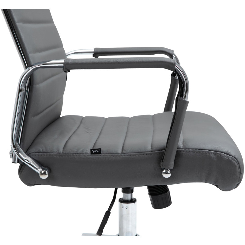 Fauteuil de bureau Columbus, cuir v?ritable, gris