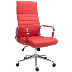 Fauteuil de bureau Columbus, cuir v?ritable, rouge
